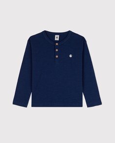 Хлопковая футболка с длинными рукавами для мальчика Petit Bateau, синий