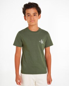 Зеленая футболка для мальчика с короткими рукавами Calvin Klein, темно-зеленый