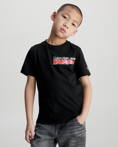 Черная футболка для мальчика с короткими рукавами Calvin Klein, черный