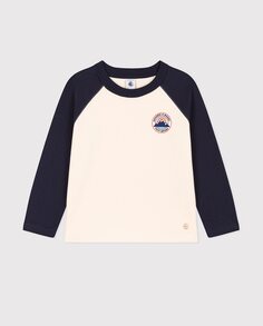 Хлопковая футболка с длинными рукавами для мальчика Petit Bateau, белый