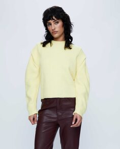 Женский вязаный свитер с деталью на плечах Wild Pony, желтый