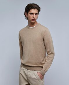 Мужской свитер светло-коричневого цвета с круглым вырезом Scalpers, коричневый