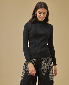 Женский вязаный свитер с высоким воротником NKN Nekane, черный