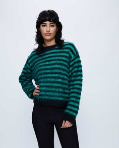 Женский вязаный свитер с полосатым принтом Wild Pony, зеленый