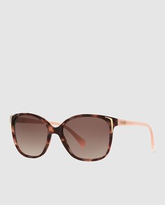 Солнцезащитные очки «кошачий глаз» из ацетата гаваны с контрастными дужками Prada, коричневый