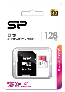 Карта памяти 128GB Silicon Power SP128GBSTXBV1V20SP microSDXC Class 10 UHS-I U1 100 Mb/s Elite A1 (SD адаптер)