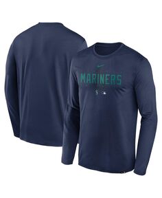 Мужская темно-синяя футболка с длинным рукавом Seattle Mariners Authentic Collection Team Logo Legend Performance Nike