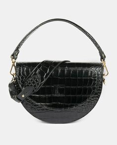 Черная женская кожаная сумка через плечо с гравировкой кокосового ореха Leandra, черный