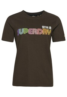 Рубашка Superdry Vintage Retro Rainbow, коричневый