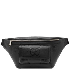 Кожаная поясная сумка Gucci с тиснением GG, черный