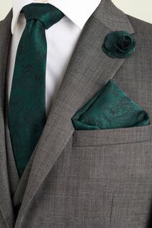 Комплект из нагрудного платка с галстуком и значка на лацкане пиджака Next, зеленый