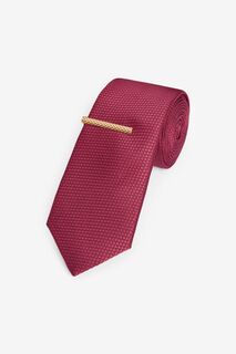 Текстурированный галстук и зажим Next, красный