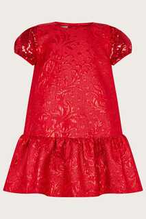 Бархатное платье с космическим принтом Monsoon, красный