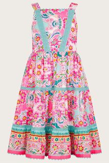 Розовое платье макси Heritage с цветочным принтом Monsoon, розовый