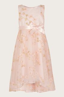 Розовое кружевное платье с цветочным узором Monsoon, розовый