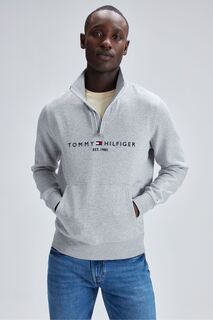 Серый свитер с водолазкой и логотипом Tommy Hilfiger, серый