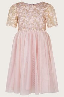 Розовое кружевное платье Orianna с тюлем Monsoon, розовый