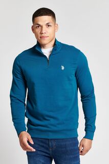Мужской свитер с воротником-воронкой и молнией 1/4 U.S. Polo Assn, синий