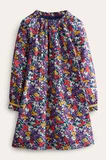 Платье с рюшами на вырезе Boden, фиолетовый