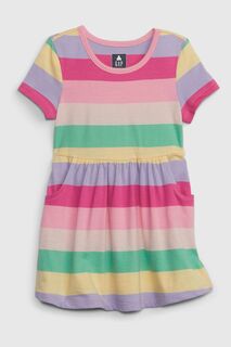 Платье плиссированной юбки Mix and Match из органического хлопка с короткими рукавами Gap, розовый