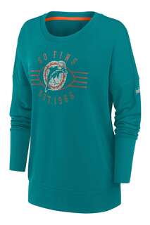 Женский свитшот Nike с заниженными плечами Fanatics Miami Dolphins Historic Dri Fit Nike, зеленый