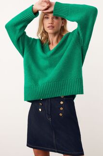 Легкий свитер с v-образным вырезом Next, зеленый