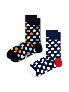 Носки Happy Socks 2-Pack Big Dot 1, голубовато-черный