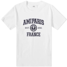Футболка с логотипом AMI Paris Varsity, белый
