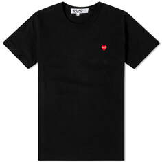 Женская футболка Comme des Garçons Play с маленьким красным сердечком и логотипом, черный