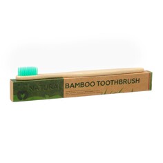 Зубная щетка бамбуковая средняя в коробке, зеленая NO Brand