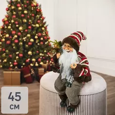 Фигура декоративная Санта в коричневом 45см Без бренда