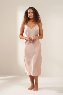 Розовое шелковое платье-комбинация с розовыми платьями-рубашками Truly, розовый