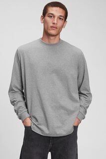 Классическая футболка с длинными рукавами и круглым вырезом Gap, серый