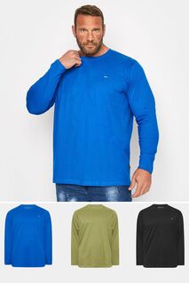 Набор из 3 рубашек BadRhino с длинными рукавами для больших и высоких размеров BadRhino Big &amp; Tall, синий