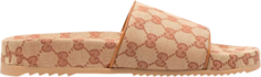 Сандалии Gucci GG Canvas Slide Sandal Cognac Monogram, коричневый
