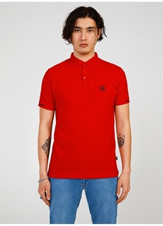 Простая красная мужская футболка с воротником на кнопках The Crow
