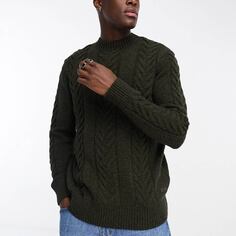 Джемпер Barbour Essential Cable Knit Crewneck, оливковый