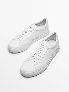 Белые кожаные кроссовки Massimo Dutti, белый