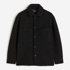 Куртка рубашка H&amp;M Loose Fit Bouclé, черный H&M