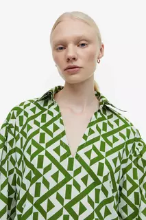 Платье из поплина с воротником H&amp;M, зеленый H&M