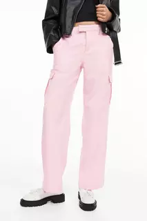 Прямые брюки-карго H&amp;M, розовый H&M