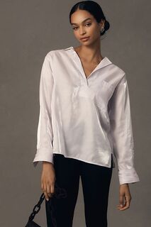 Блестящая блузка Pilcro с длинными рукавами, сирень