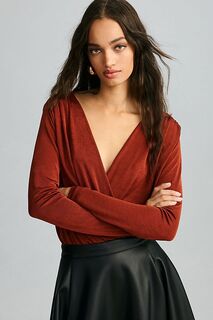 Боди с искусственным запахом Anthropologie, цвет brandy brown