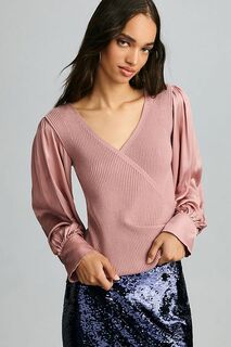 Свитер Anthropologie Twofer с V-образным вырезом, mauve