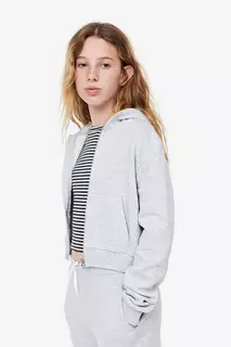 Топ с капюшоном и молнией H&amp;M, серый H&M