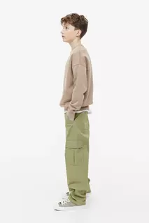Хлопковые брюки-карго H&amp;M, зеленый H&M
