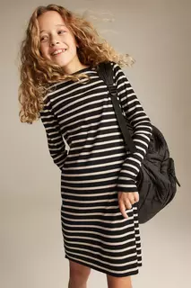 Хлопковое платье со сборками H&amp;M, черный H&M