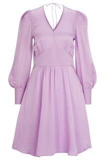 Платье Boss Long-sleeved In Hammered Satin With V Neckline, светло-розовый