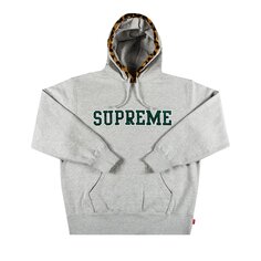 Толстовка с капюшоном Supreme с леопардовой отделкой, Heather Grey