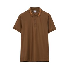 Рубашка-поло с вышивкой Monogram Burberry, темно-коричневая береза